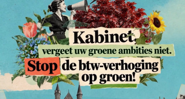 Een beeld uit de explainer-video van de sierteelt, met oproep aan het kabinet om de btw-verhoging te stoppen.